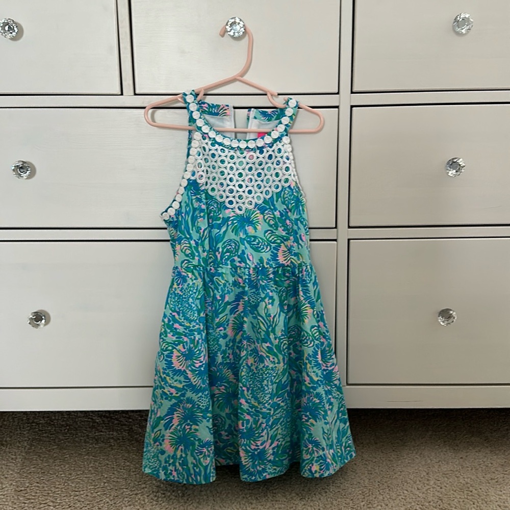 Lilly Pulitzer Turquoise and White Kids Dress